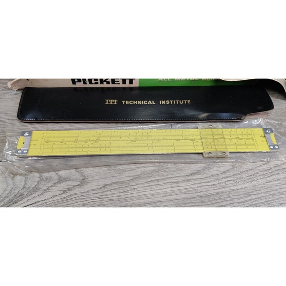 Vintage Pickett 902-ES All Metal Slide Ruler w/Original Box & Instructions, Case - Picture 2 of 15